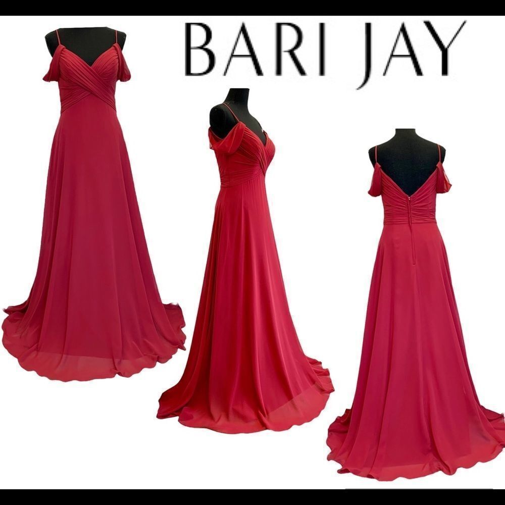 Bari Jay Red bridesmaid prom gown formal dress Sz 6🔥